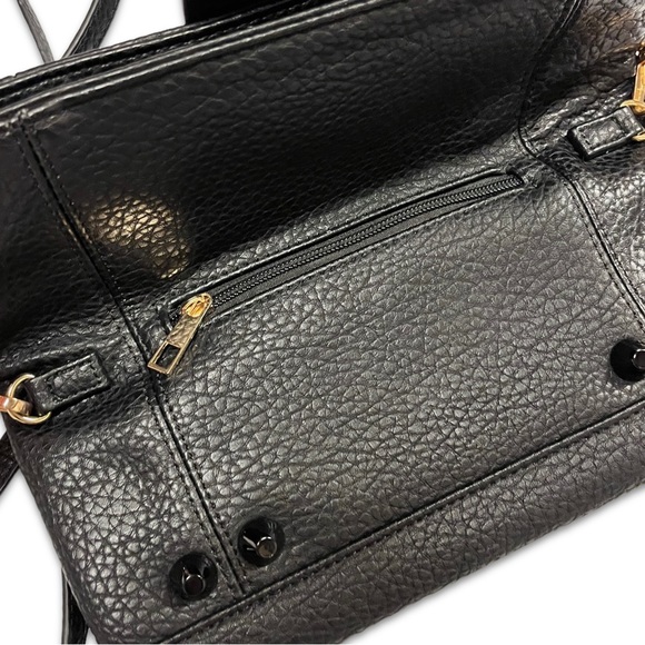 Black Leather Gunmetal Rivets Clutch Crossbody Bag NWOT - Picture 12 of 14